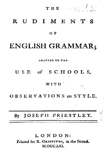 A scan of the title page of The Rudiments of English Grammar.