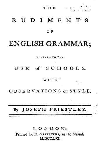 A scan of the title page of The Rudiments of English Grammar. 